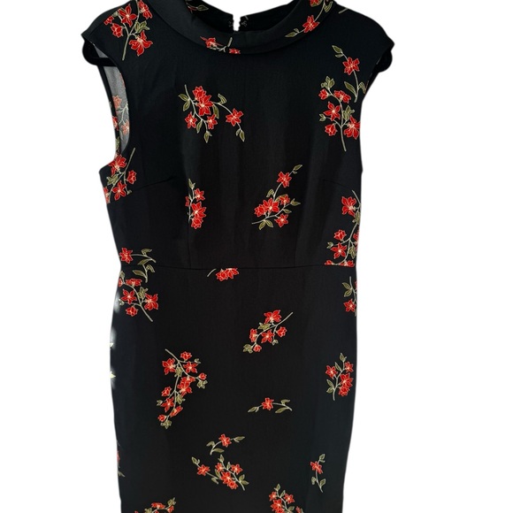 Ann Taylor Black Dress with Red Floral Design - Picture 2 of 8